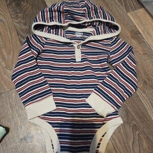 24 Month Carter's Striped Hooded Baby Onesie Red, White, and Blue